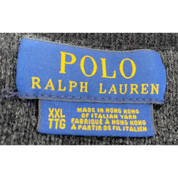 Polo Ralph Lauren Men's Merino Wool cashmere Quarter-Zip Sweater neutral XXL - Picture 4 of 9